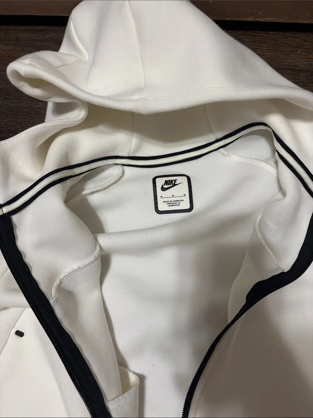 Nike White Hooded Performance Jacket with Black Trim